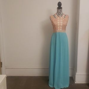 Sleeveless Long embroidered Grecian dress